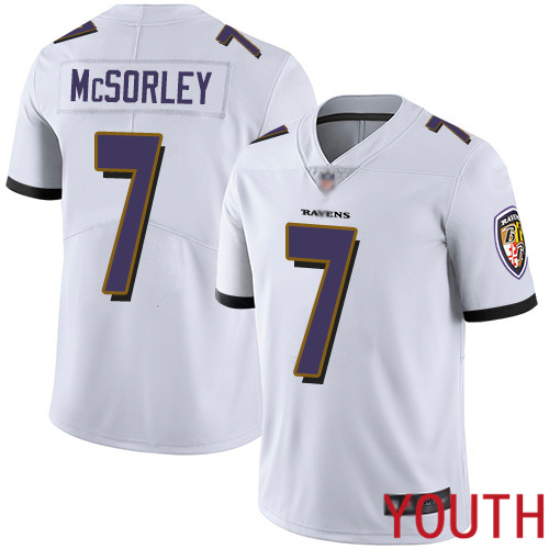 Baltimore Ravens Limited White Youth Trace McSorley Road Jersey NFL Football #7 Vapor Untouchable